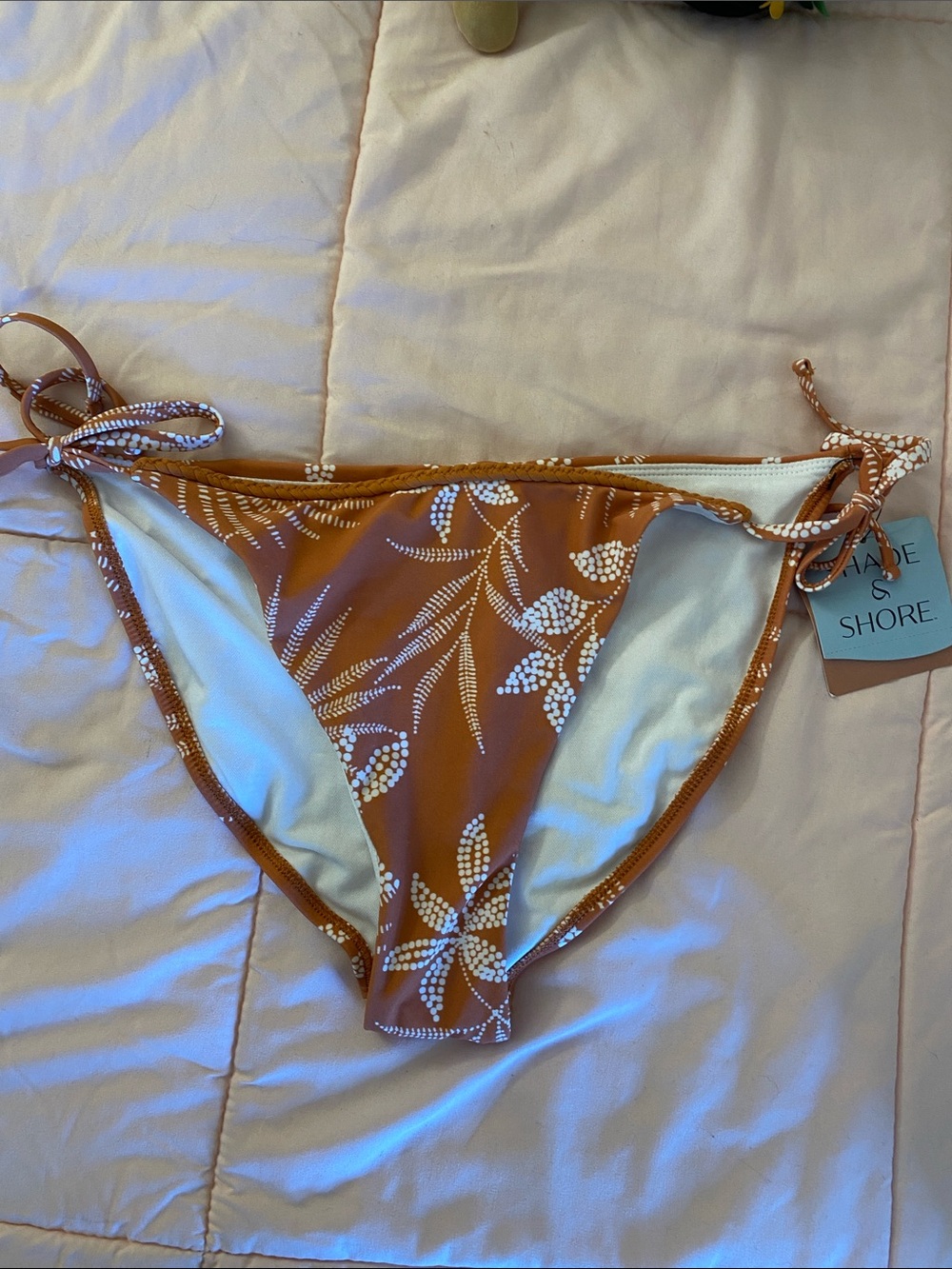 Shade & Shore Women's Rust Floral Tie-Side Bikini Bottom